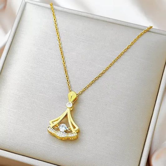 Gold Plated Fan Necklace