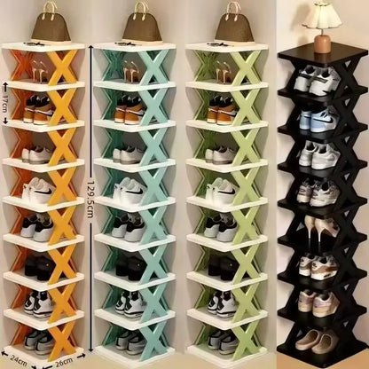 X Shaped Folding Shoe Rack — Holds 30 Pairs