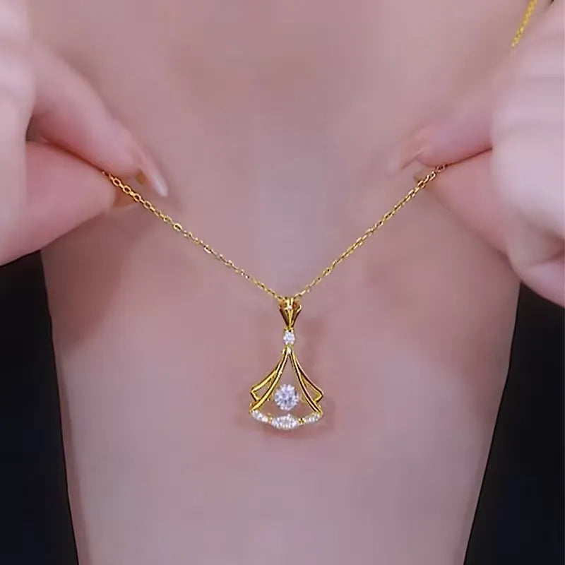 Gold Plated Fan Necklace