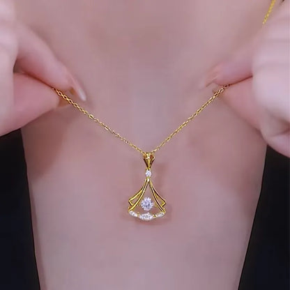 Gold Plated Fan Necklace