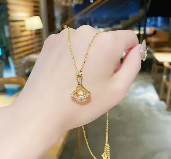 Gold Plated Fan Necklace
